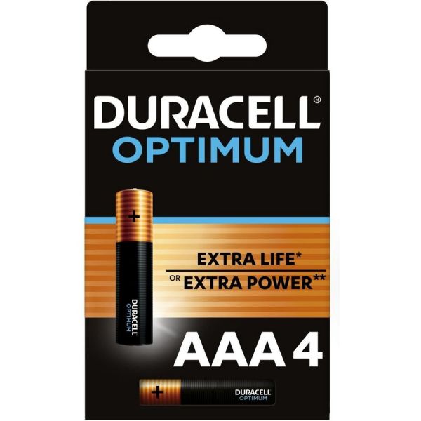 Батарейка Duracell Alkaline LR03 Optimum AAA, 4 шт.