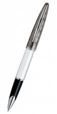 Ручка роллер WATERMAN Carene (S0944700) White ST (F) чернила: черный посеребрение/никеле-палладиевое покрытие для защиты от окисления