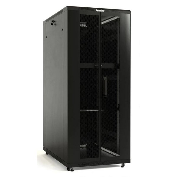 Шкаф коммутационный HyperLine TTB-1866-DD-RAL9004 напольный, 18U, черный